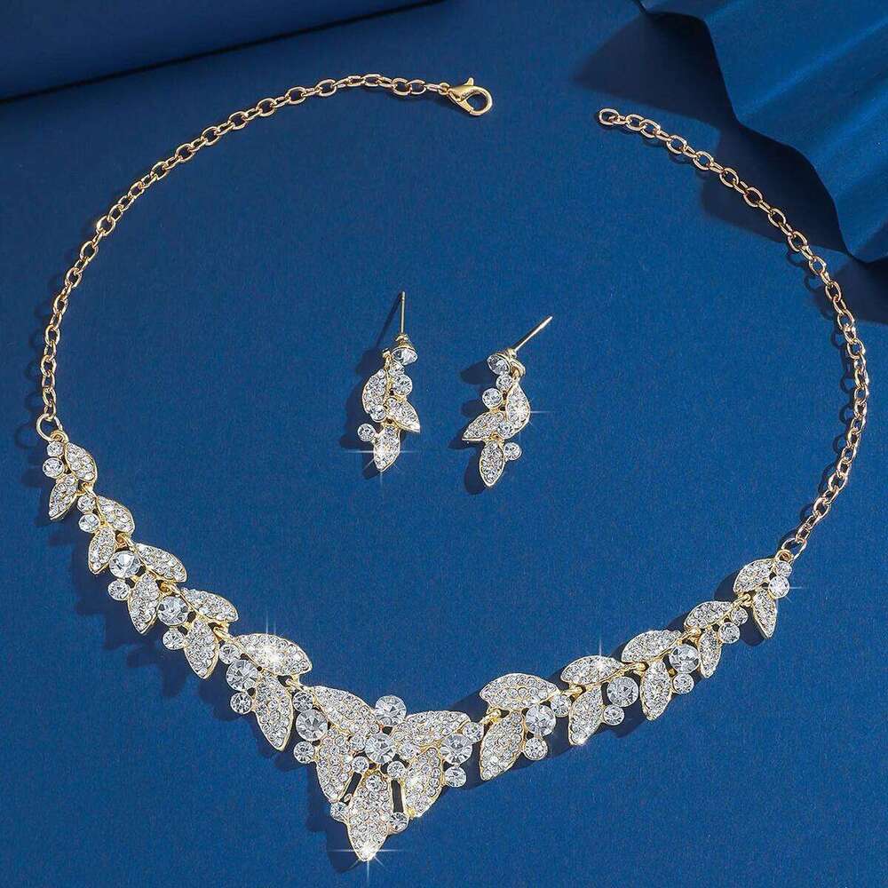 3PC Women's Fashion Design Leaf Necklace Earrings Jewelry Set Suitable for Wedding, Party, Festival Gifts Z260313