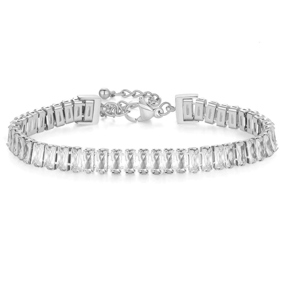 Gold 6mm Width White&Black Cubic Zirconia Tennis Luxury Crystal Bracelet For Women Girls Z260313