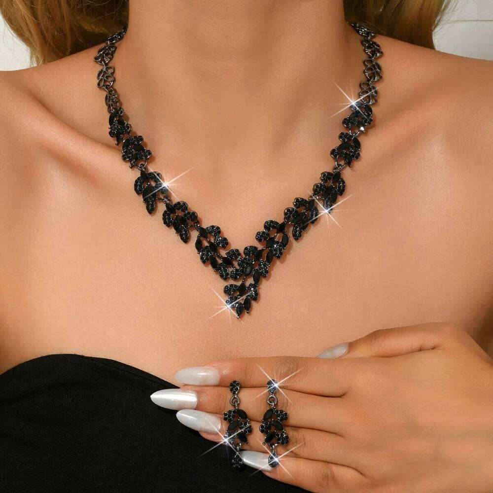 Cross border alloy necklace earring set, bride's wedding banquet dress, paired with women's jewelry Z260313