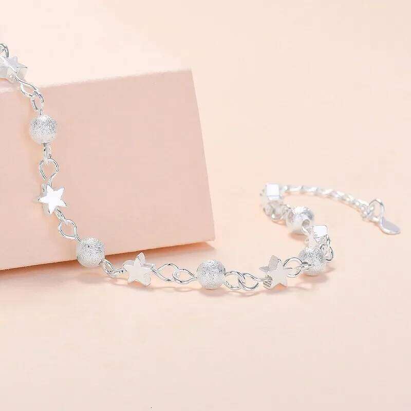 925 Sterling Silver Stars Bracelets For Women Fashion Korean Frosted Bead Bracelet Beautiful Party Wedding Jewelry Gift Z260313