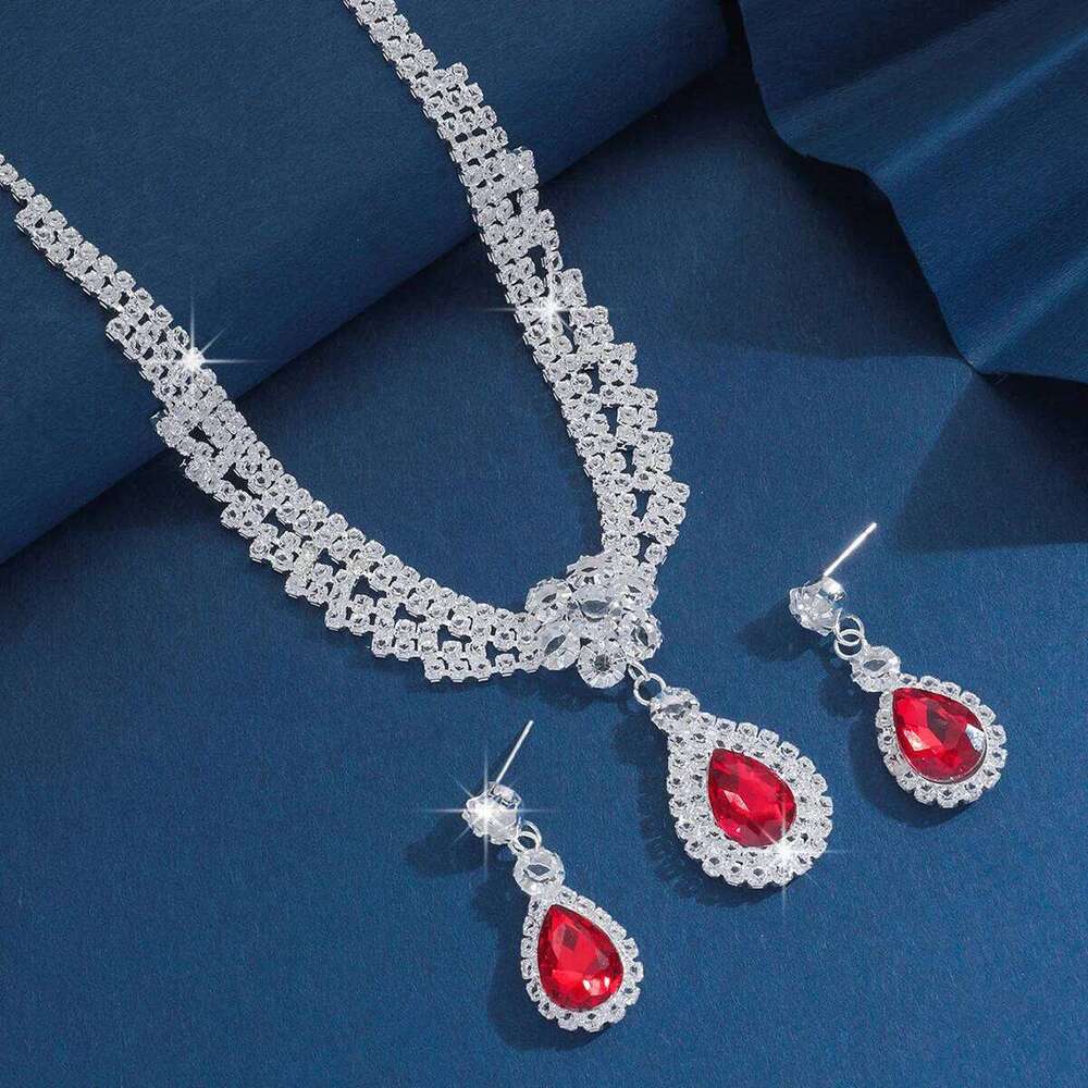 3PC Women's Fashion Copper Claw Chain Temperament Water Drop Necklace Earrings Jewelry Set Wedding Banquet Party Holiday Gift Z260313