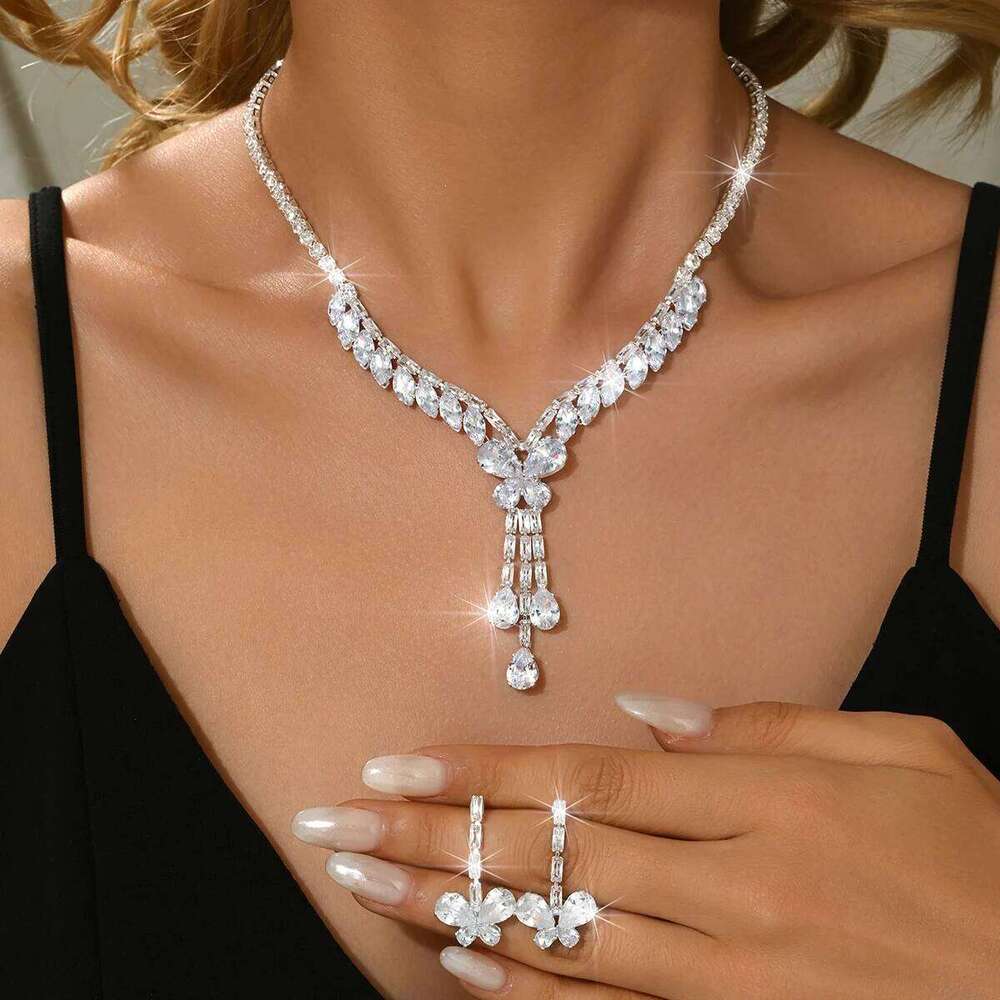 High end, suitable for various banquet trends, versatile rings, bracelets, earrings, necklaces, four piece set Z260313