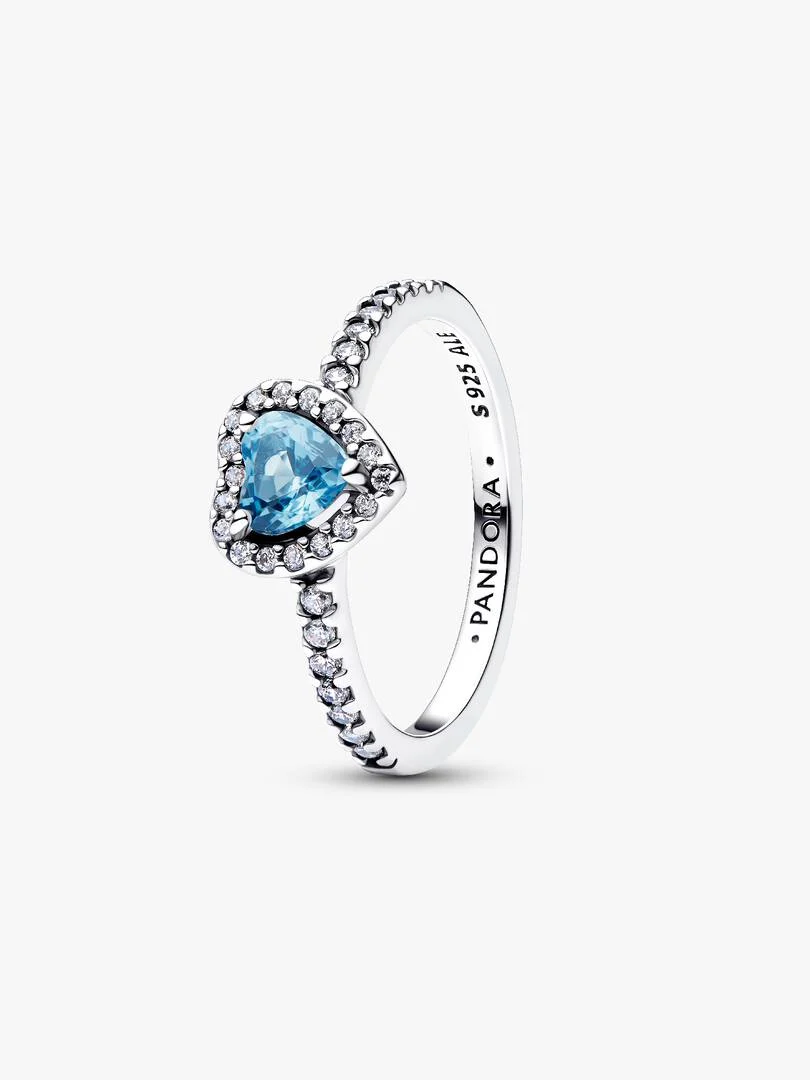 Elevated Light Blue Heart Ring Sterling silver 925