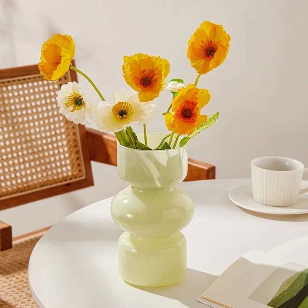 European Retro Glass Vase Water Nourishing Flower Arrangement Container Desktop Dining Table Flower Arrangement Vase Decoration Y260314