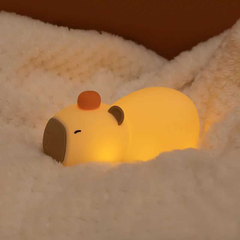 Capybara Cute Silicone LED Cartoon Night Light USB Rechargeable Dimming Sleep Night Lamp For Childrens Room Decor Birthday Gift Y260314