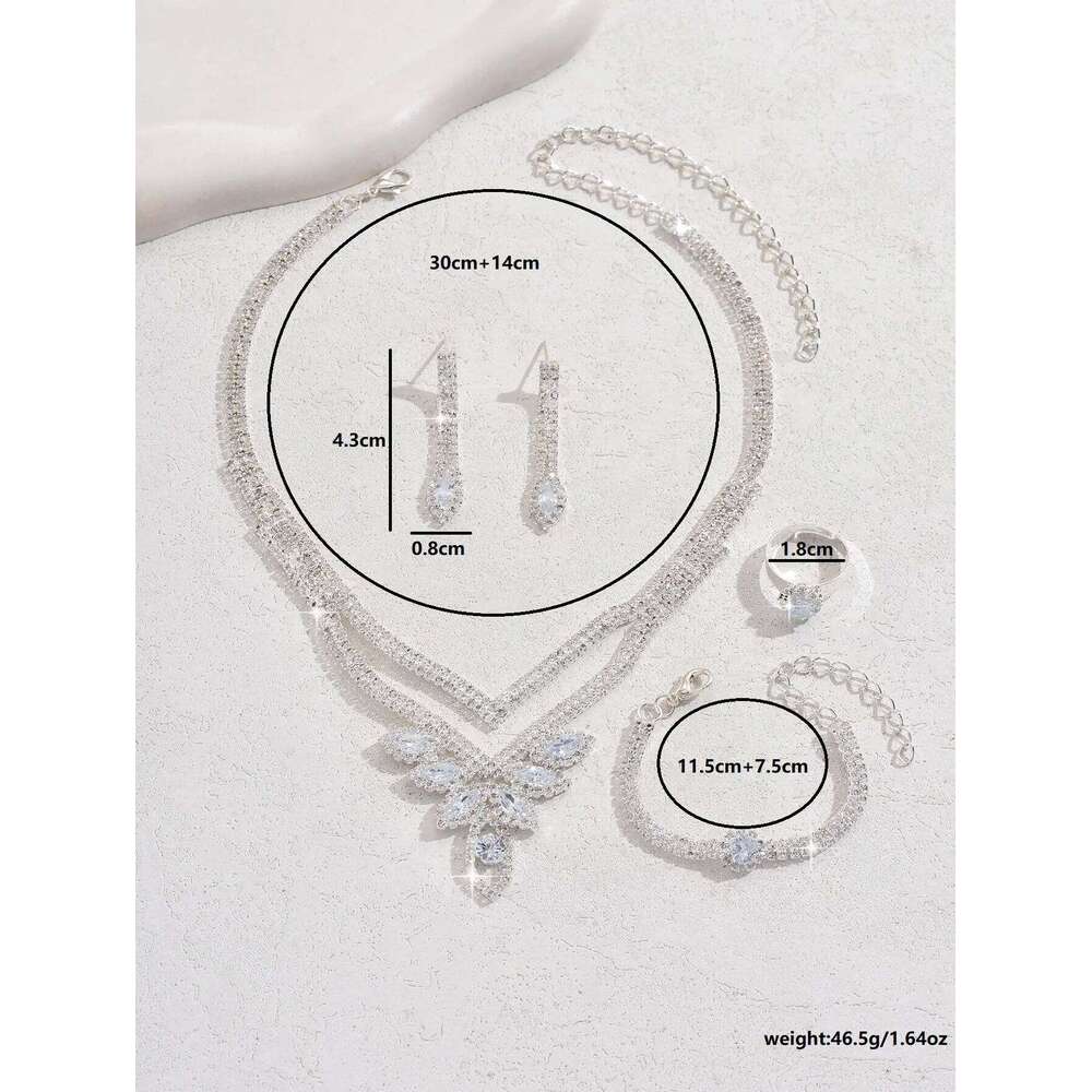 5PC Women's Trendy Claw Chain Leaf Earrings Necklace Bracelet Ring Jewelry Set Wedding Banquet Party Holiday Gift Z260313