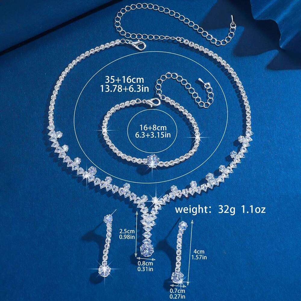 4PC Women's Fashion Geometric Round Necklace Earrings Bracelet Jewelry Set Suitable for Wedding, Party, Festival Gifts-8526 Z260313