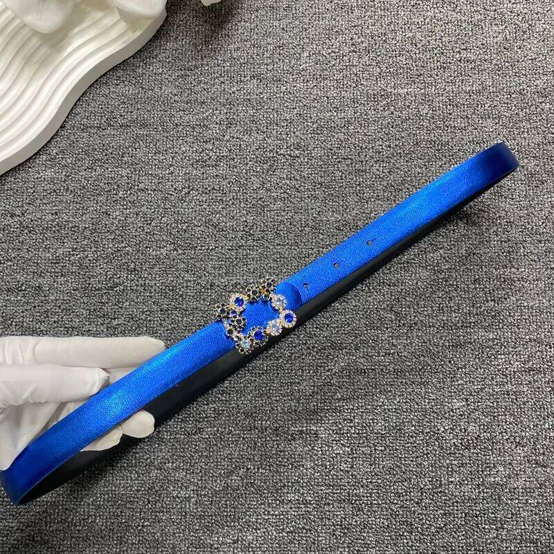 Diamond sheepskin belt with decoration, dress, fashionable leather women's pants belt, slim waist seal Z260226