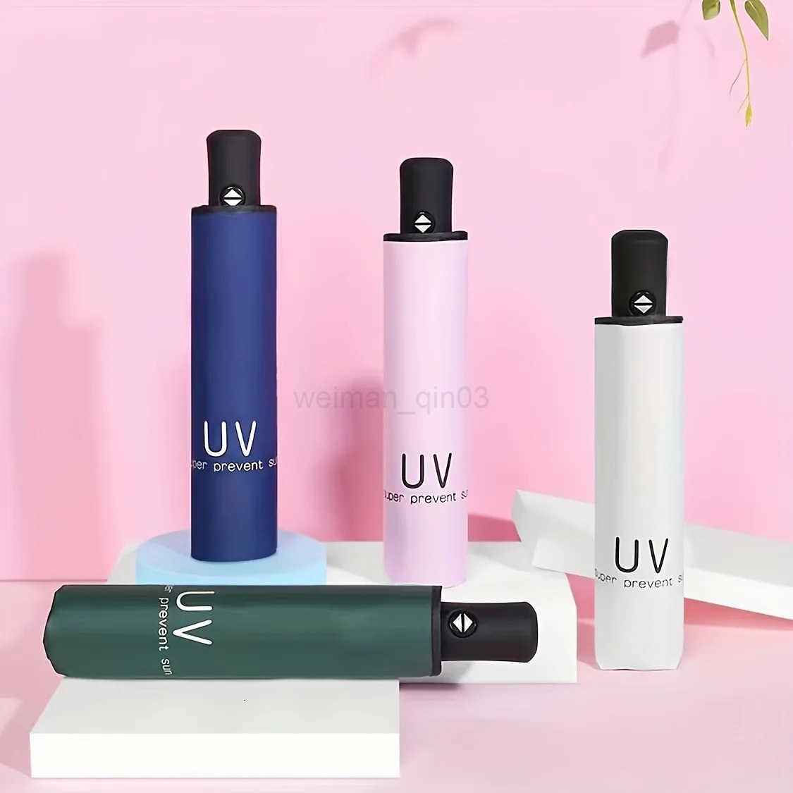 8-Rib Automatic High Quality Umbrella - One-Touch Open/Close Compact Foldable Design for Men Women Navy Black Business H260314