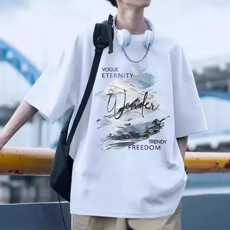 Summer New American Style Cool Polo For Men High Street Heavyweight Casual Designer Designer T-shirt Hoodie Trendy Comfortable Loose Short Sleeve