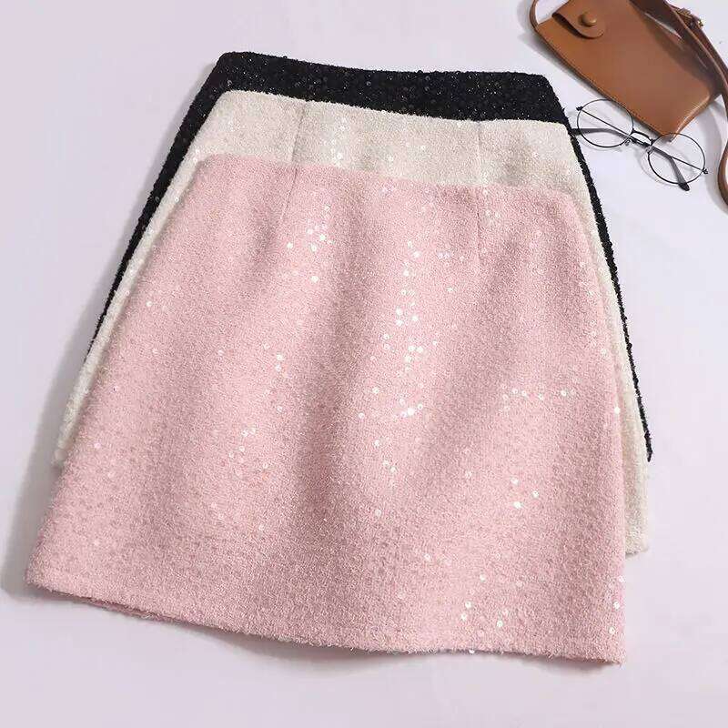 Short Pink Sequin Skirts Sweet Slim Sexy Faldas Mujer Moda 2026 Jupe Korean Black Office Lady Clothes Ropa Z260314