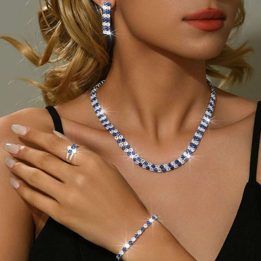 Vintage, elegant, and minimalist French style best-selling ring, bracelet, earring, necklace, high-quality four piece set Z260313