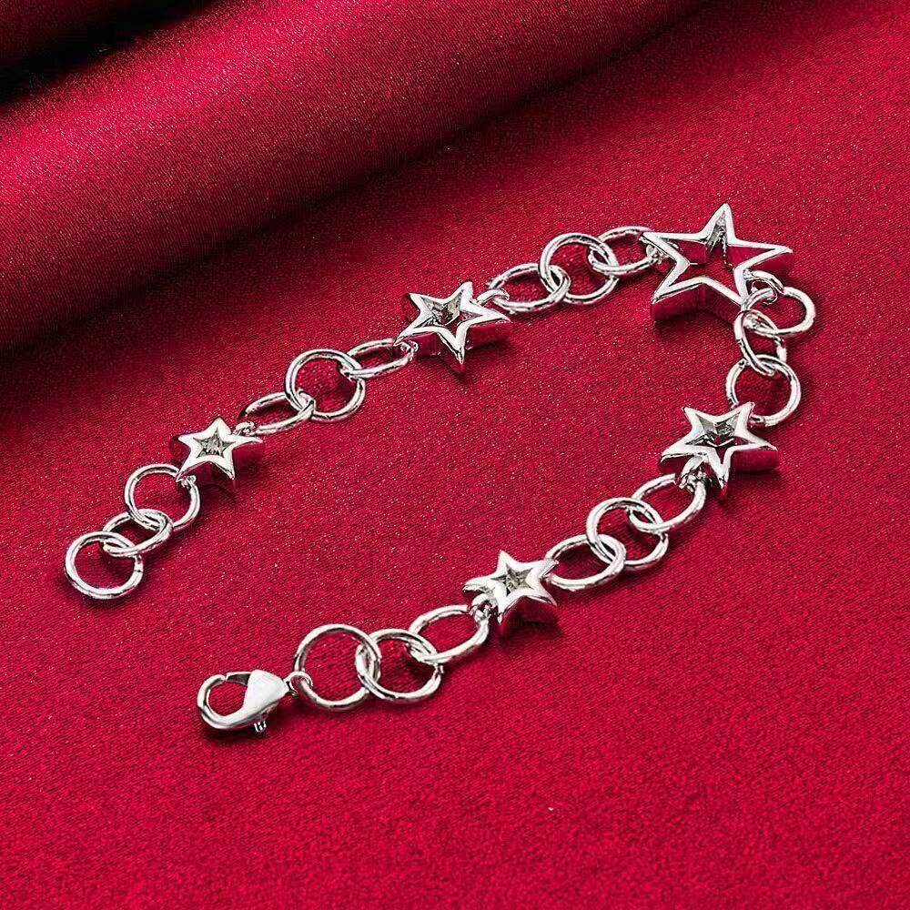 925 Sterling Silver 8 Inch Exquisite Simple Star Bracelet Women Engagement Party Gift Jewelry Wedding Fashion Z260313
