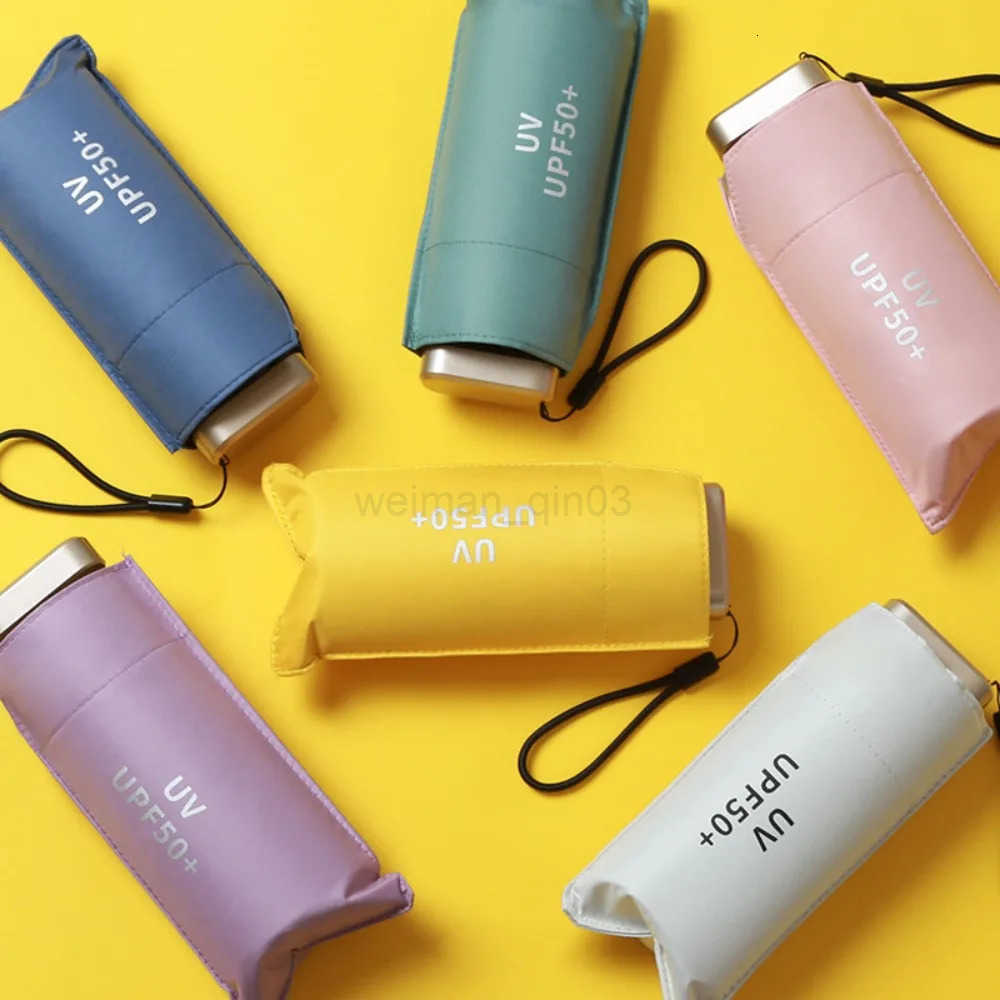 Flat Five Fold Umbrella Ultra Light Mini Umbrella Sun Umbrella Black Rubber Sun Protection Umbrella Compact Pocket Umbrella H260314