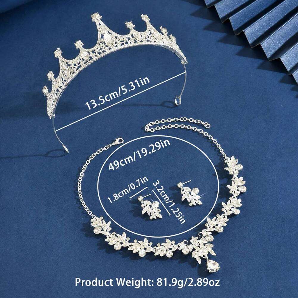 Ladies' fashionable, simple, light luxury style, crown necklace, earrings, jewelry set, wedding party, holiday gift Z260313