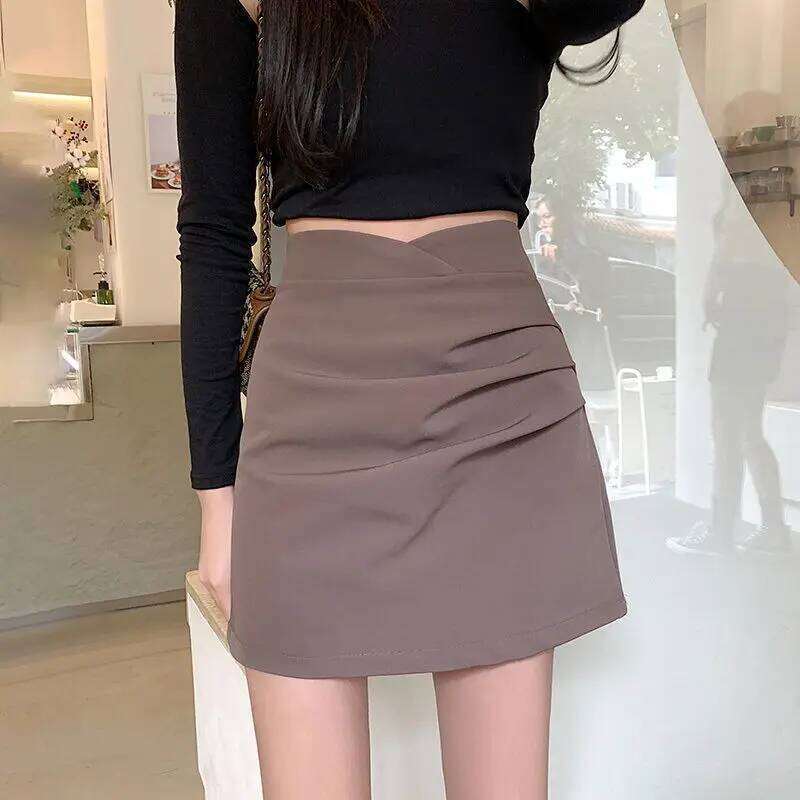 Irregular Hip-hugging Skirt for Women Spring Summer Pleated One-step High-waisted A-line Z260314
