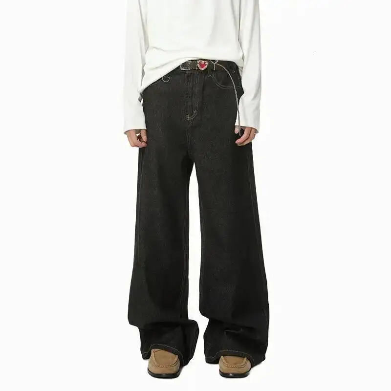 IEFB Mens Straight Denim Pants Cleanfit Solid Color Korean Version Wide Leg Versatile Casual Jeans Trend Autumn 9C1519 260311