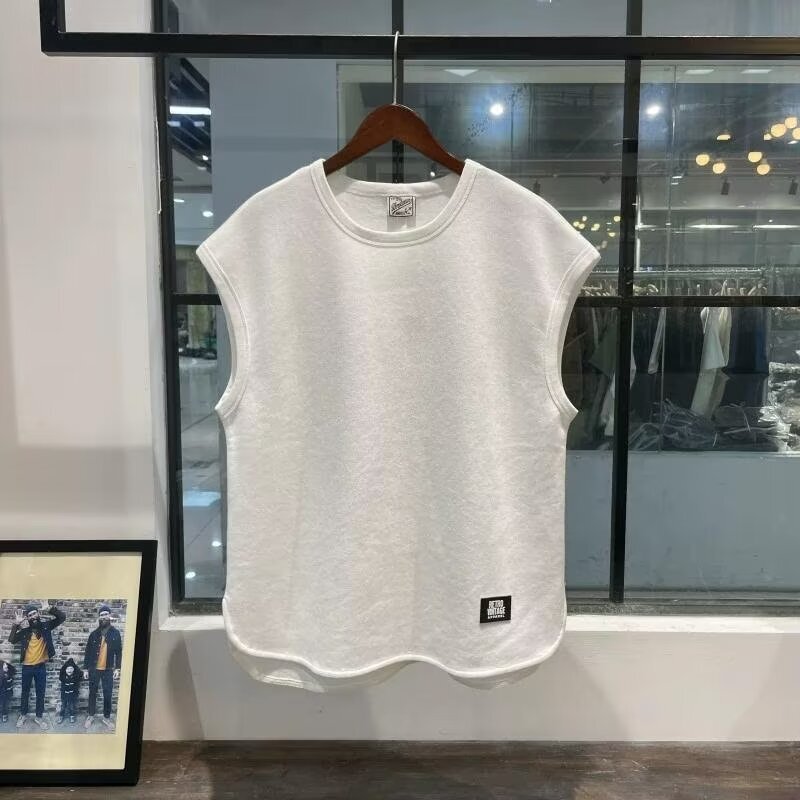 Summer INS Trend Ice Silk Designer T-shirt Designer Hoodie Sleeveless Vest White Polo Base Short Sleeve Retro Tank Top Men's Loose For Outerwear