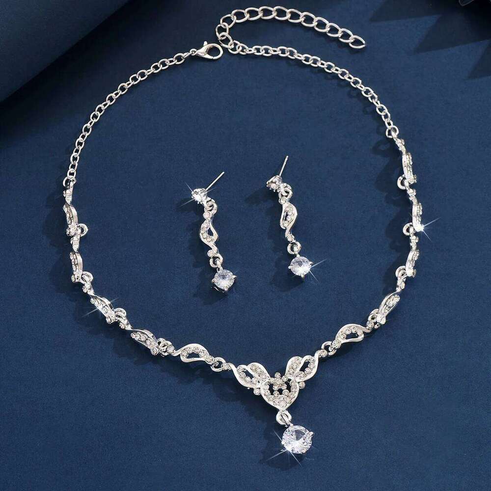 3PC Women's Fashion Geometric Necklace Earrings Jewelry Set Simple, Light, Luxury, High End Wedding, Party, Festival Gift-8527 Z260313