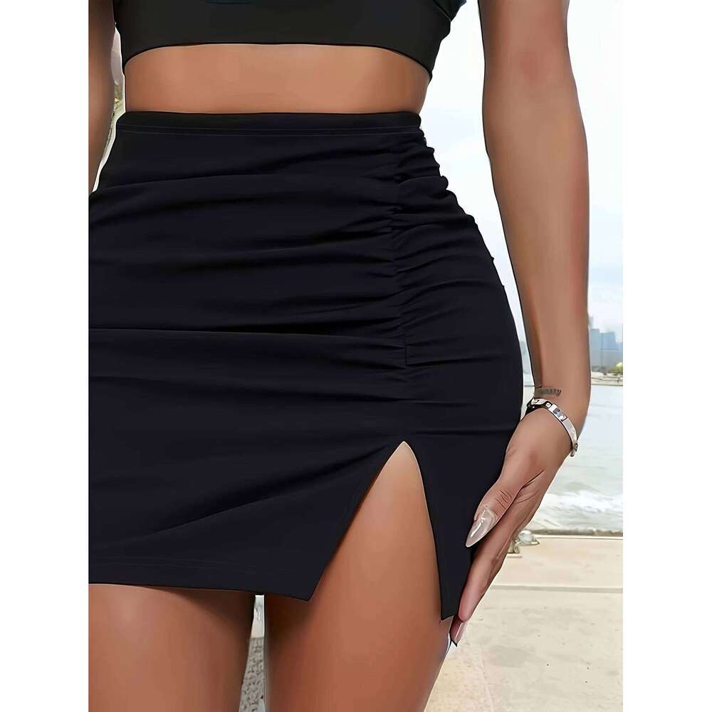 Lady's black elegant and sexy daily casual half-length skirt Z260314