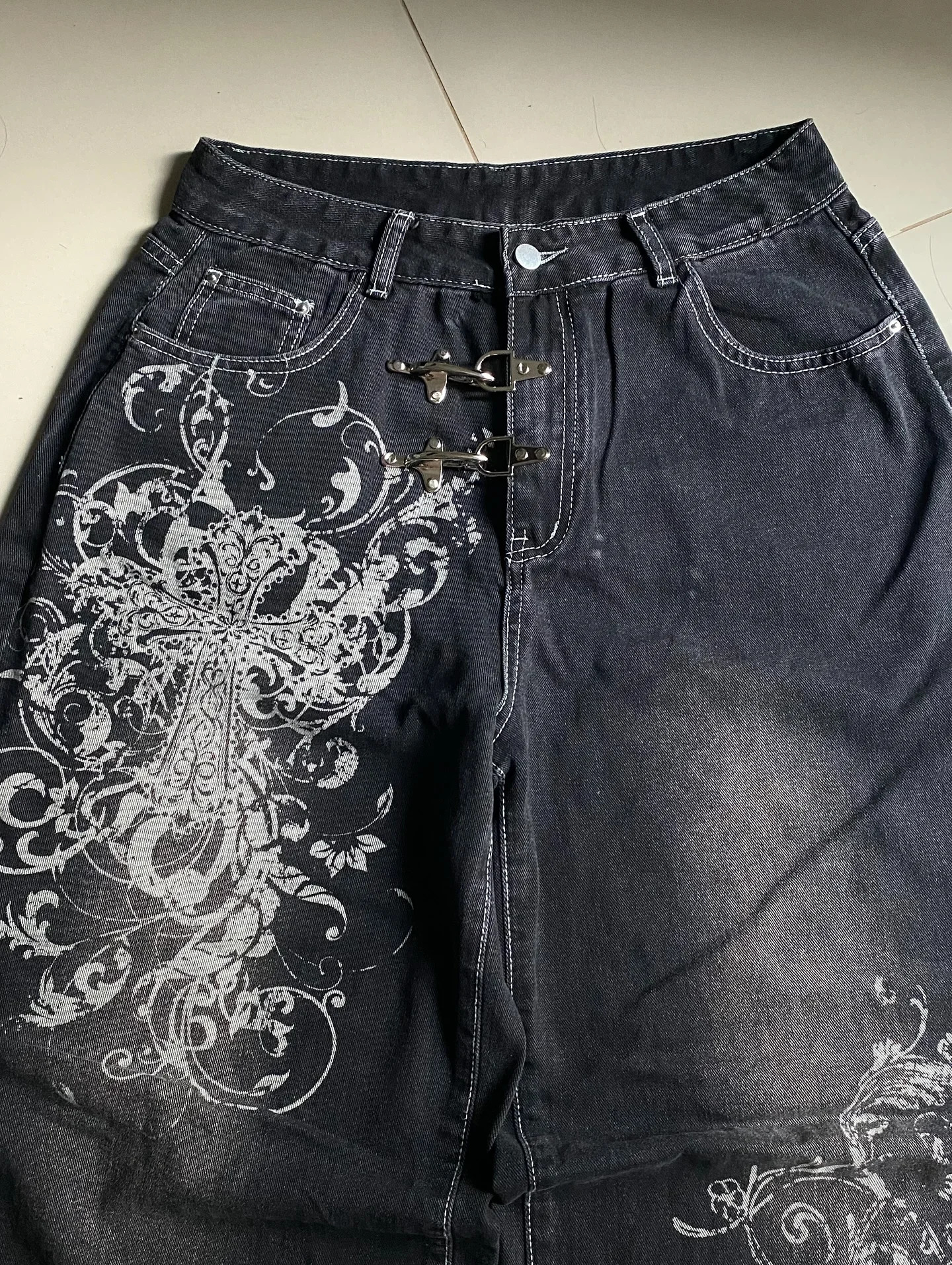 vintage printing baggy jeans y2K harajuku trend men and women hip hop fashion casual Joker couple Wide-leg pants streetwear 260311