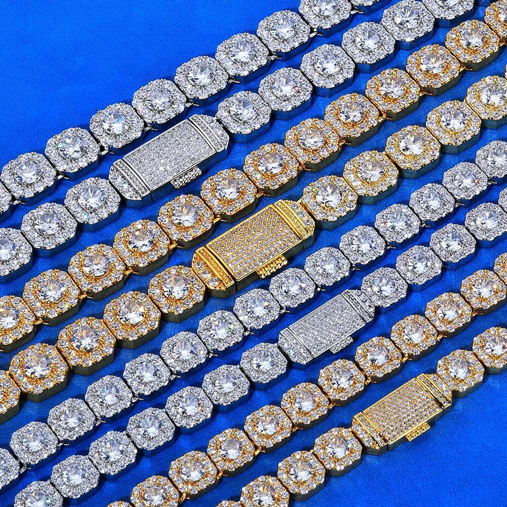 NUOYA Hip Hop Style VVS Moissanite Tennis Chain 925 Silver Bracelet 10/12mm Iced Out Durable Fine Jewelry Luxury