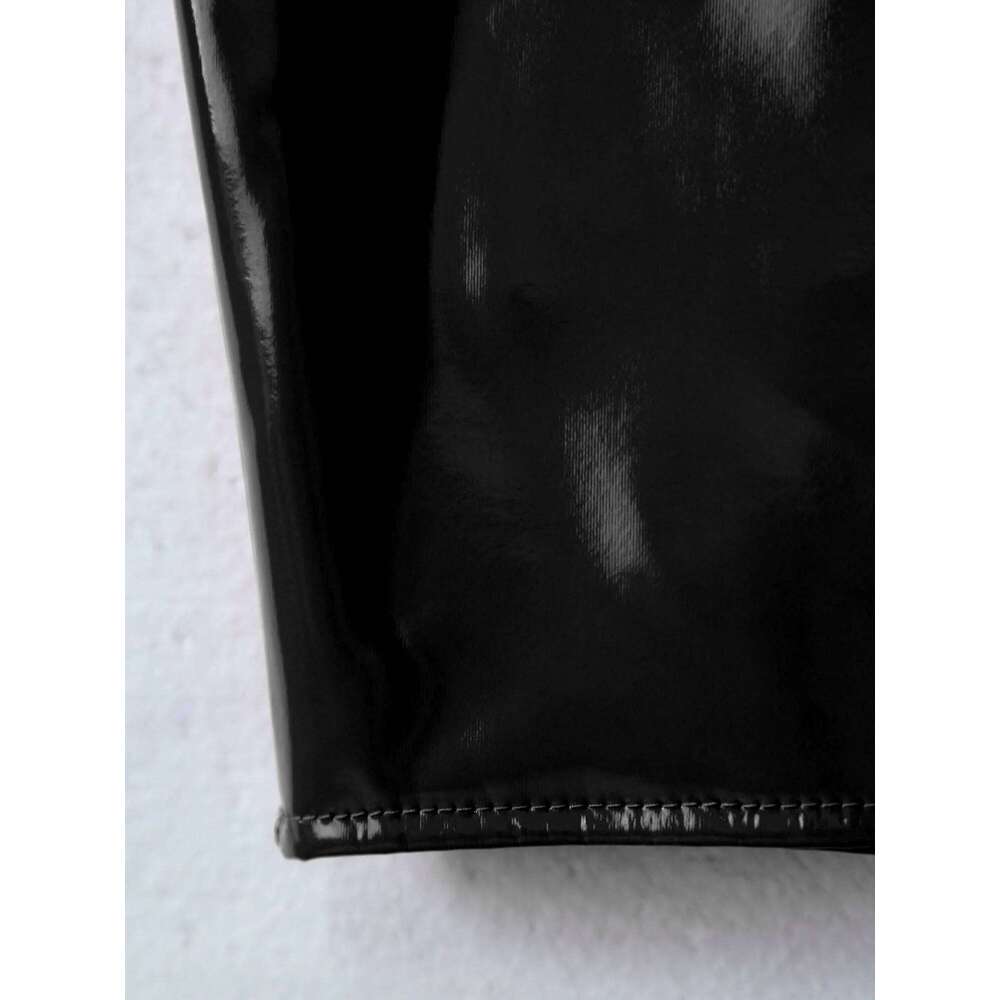 Women Sexy Skirts Glossy Patent Leather Miniskirt Solid Color Elastic Waistband Pencil Shiny Wet Look Latex Skirt Clubwear Z260314
