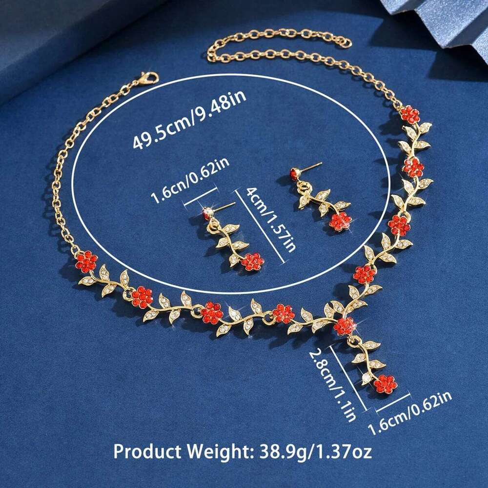 3PC Women's Fashion Design Flower Necklace Earrings Jewelry Set Suitable for Wedding, Party, Festival Gifts Z260313