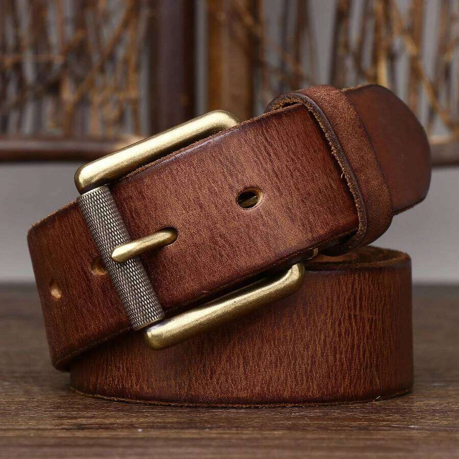 4.0CM Vintage Buckle Super Wide Thick Genuine Leather Men Belt Luxury Original Cowskin Ceinture Homme Jeans Cinturon Mujer Z260226