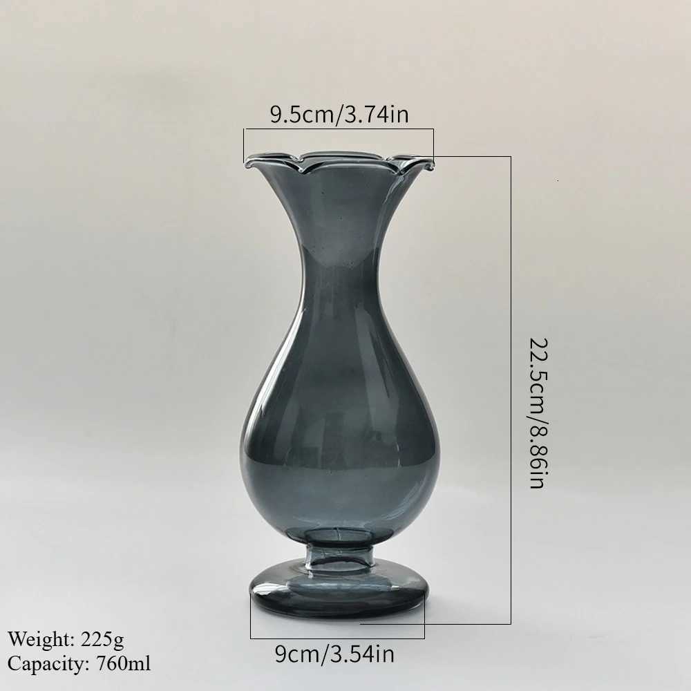 French-style Colored Transparent Glass Vase for Hydroponic Flower Arrangement Suitable As Dining Table Home Decorative Item Y260314