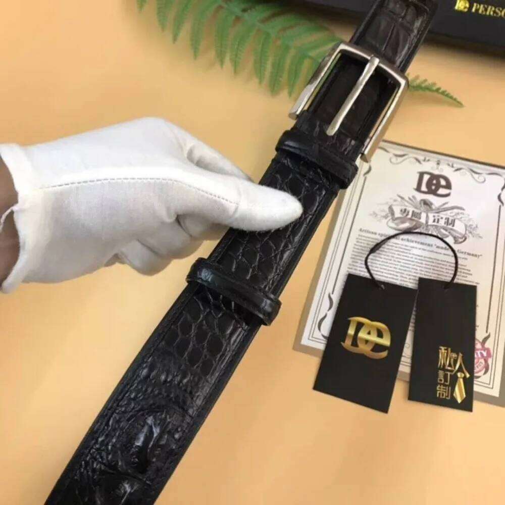 100% real genuine back top luxury quality crocodile skin men fashion belt black brown color free ship Z260226
