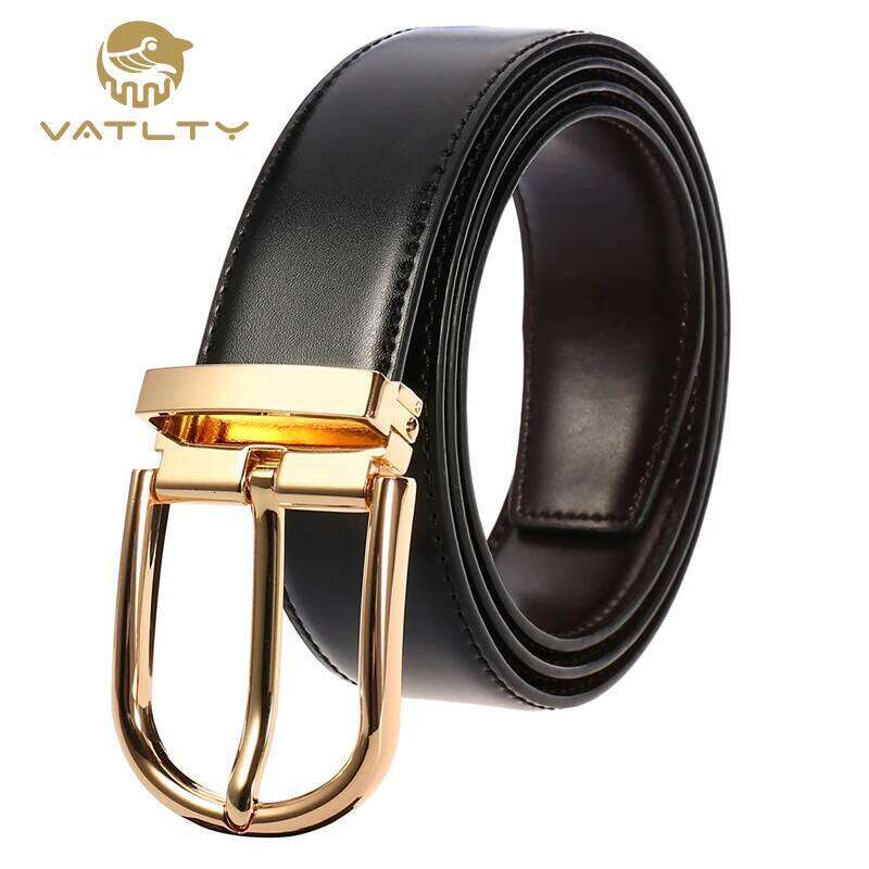 VATLTY Official Authentic New Leather Belts for Men Gold Simple Metal Buckle Natural Cowhide Men's Casual Business Belt Z260226