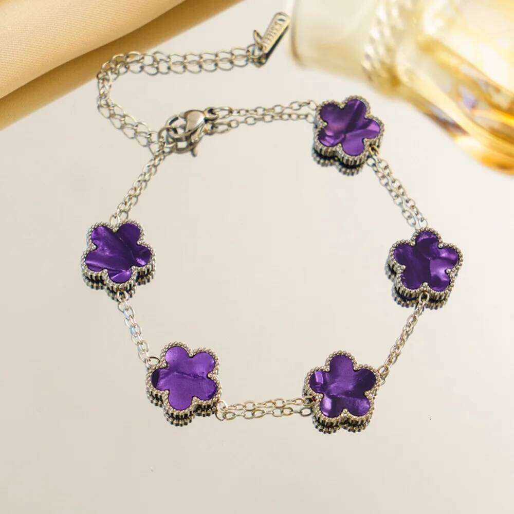 Titanium Steel Five-Leaf Clover Flower Bracelet For Women Adjustable Design Luxury High-End Fashion Fadeless Party Jewelry Gifts Z260313