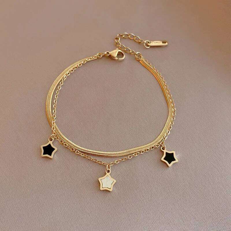 DIEYURO 316L Stainless Steel Multilayer Chain Star Charm Necklace Bracelet For Women New Trend Jewelry Set Girls Party Gifts Z260313