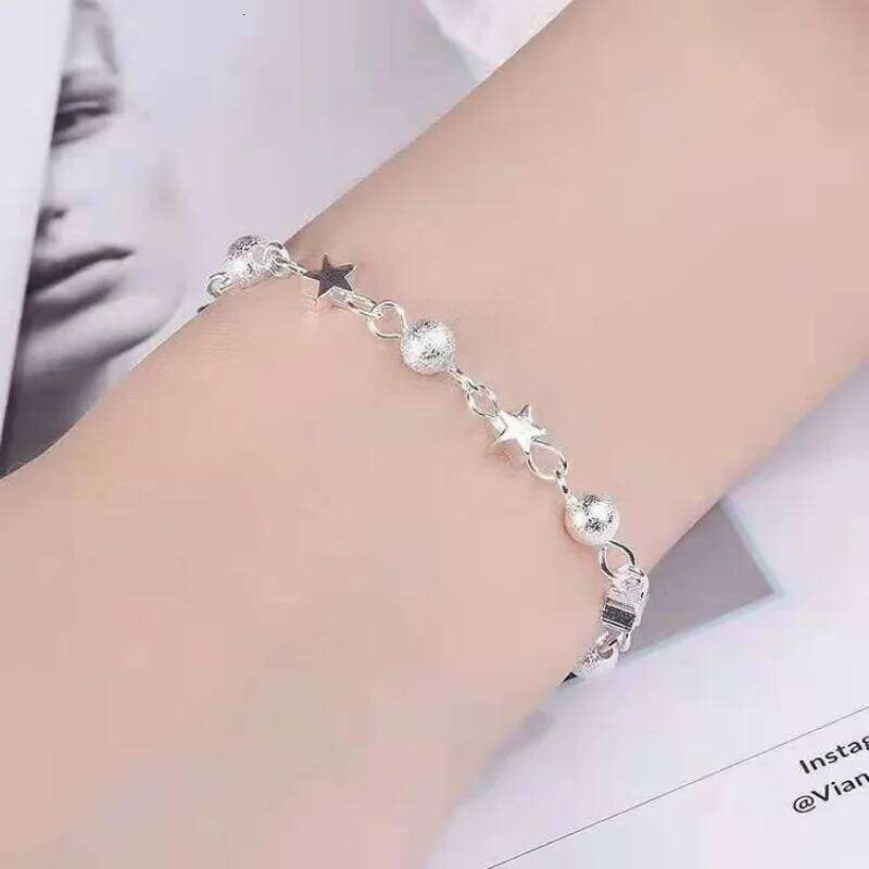 925 Sterling Silver Stars Bracelets For Women Fashion Korean Frosted Bead Bracelet Beautiful Party Wedding Jewelry Gift Z260313