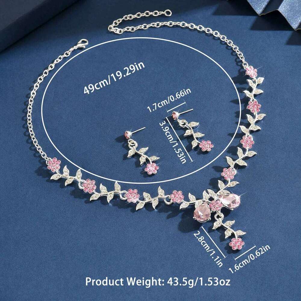 European and American cross-border e-commerce droplet branch leaf bride necklace two-piece set of banquet accessories Z260313