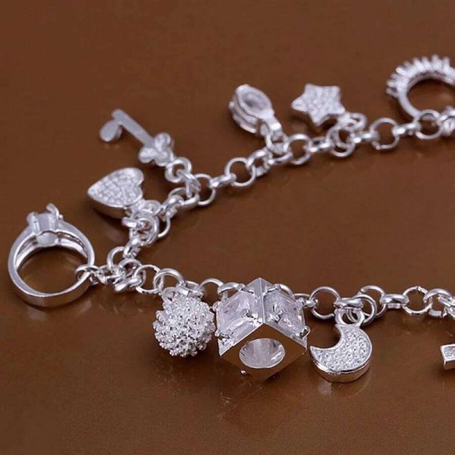 hot sale valentine gift charm 925 sterling silver Jewelry fashion Bracelets cute women lady wedding charms Z260313