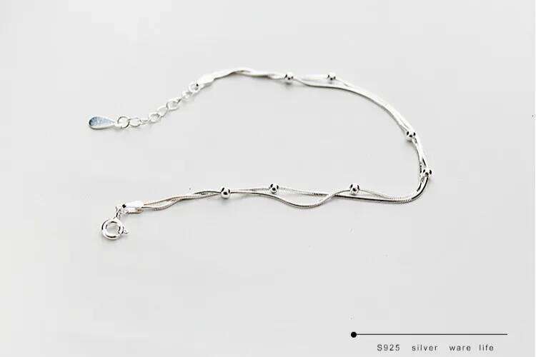 100% 925 Sterling Silver Double Round Beads Snake Bone Chain Bracelets & Bangles For Women Lady Fine Jewelry Z260313