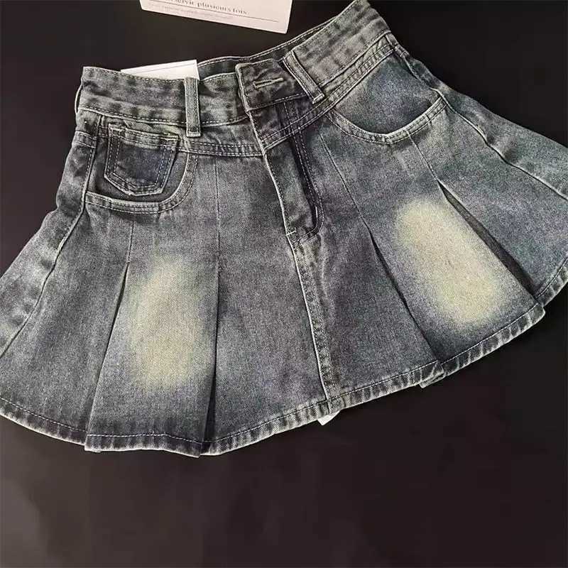 American Style Vintage Y2k Denim Skirt Woman Harajuku Retro Mini Skirt Streetwear High Waist Casual Fashion Skirt Hot s M260314