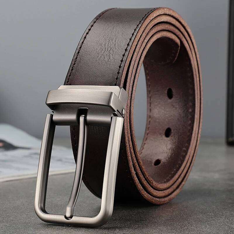 Belt leather needle buckle casual youth top layer handmade men's belt genuine cowhide Z260226