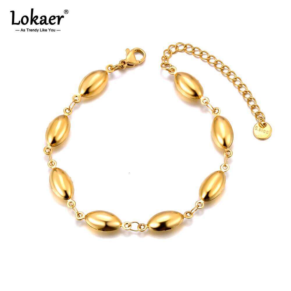 Lokaer Stainless Steel Elliptical Beads Chain Bracelet Necklace For Women Trendy 18K PVD Plated Metal Waterproof Jewelry B24067 Z260313