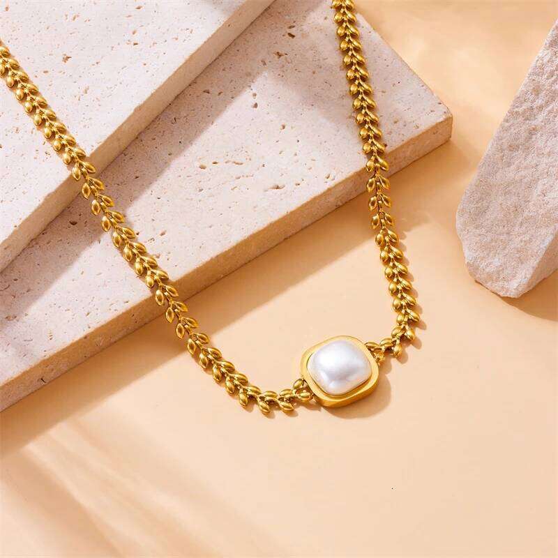 DIEYURO 316L Stainless Steel Square Large Pearl Necklace Earrings Ring For Women Girl New Party Gift Fashion Jewelry Set Bijoux Z260313