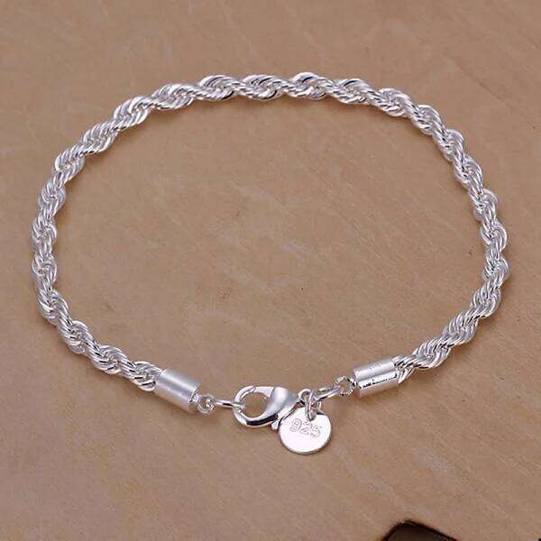 925 Sterling Silver Exquisite Solid Chain Bracelet Fashion Charm Women Men Wedding Cute Simple Models Jewelry Z260313