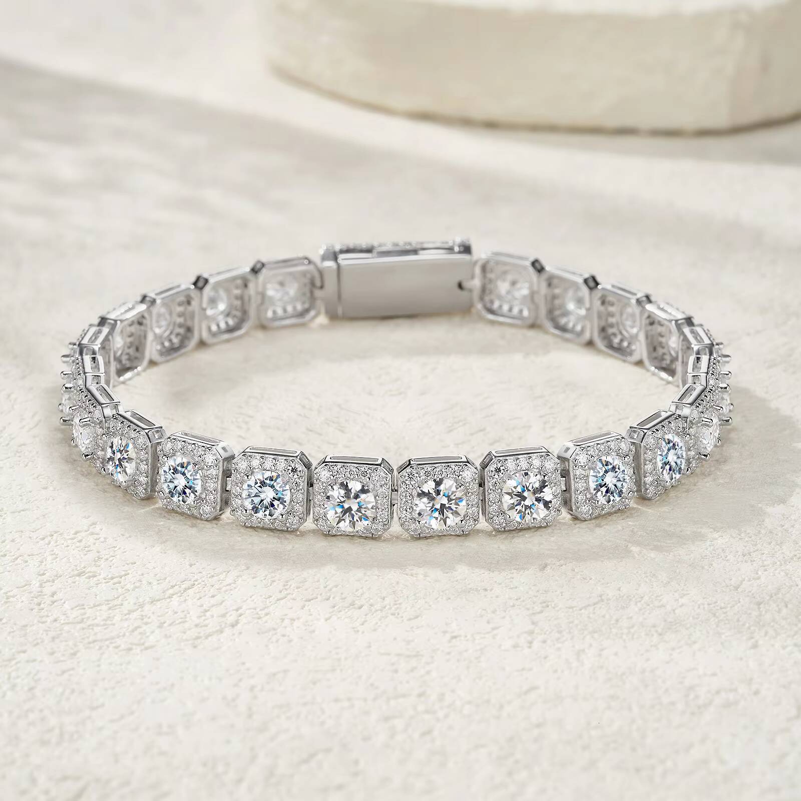 Full Ice 5mm Moissanite Candy Link S925 Silver Plated 18K Gold D Color VVS GRA Certified Sparkle Hip Hop Jewelry Bracelet