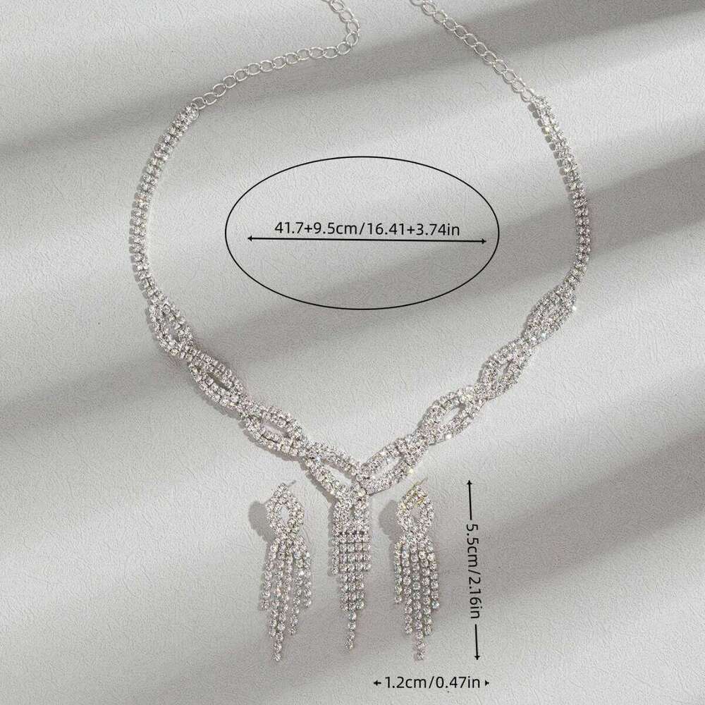 3PC Women's Fashion Copper Inlaid Claw Chain Hollow tassel Necklace Earrings Jewelry Set Wedding Banquet Party Holiday Gift-8133 Z260313