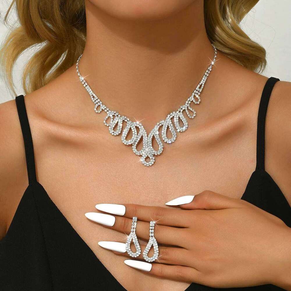 3PC Women's Fashion Water Drop Tassel Series Necklace Earrings Jewelry Set Wedding Party Festival Gift-8528 Z260313