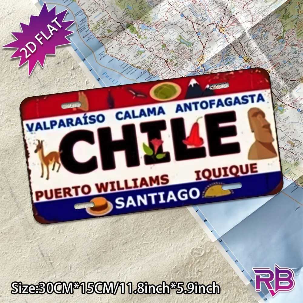 Chile Theme Aluminum Metal Wall Sign - UV Printed ch Vintage License Plate Design Includes Valparaso Calama and Puerto Will D260314