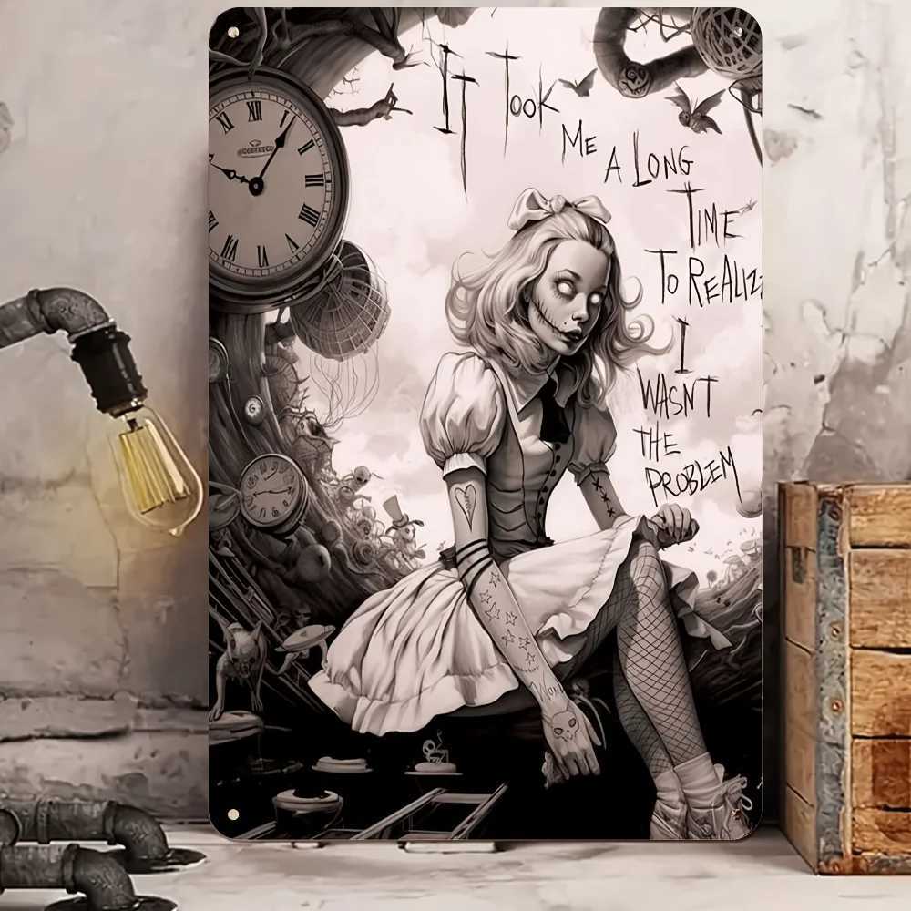 1pc Alice in Wonderland Aluminum Sign Vintage Plaque Decorative Wall Art Wall Decor Room Decor Home Decor Restaurant Decor D260314