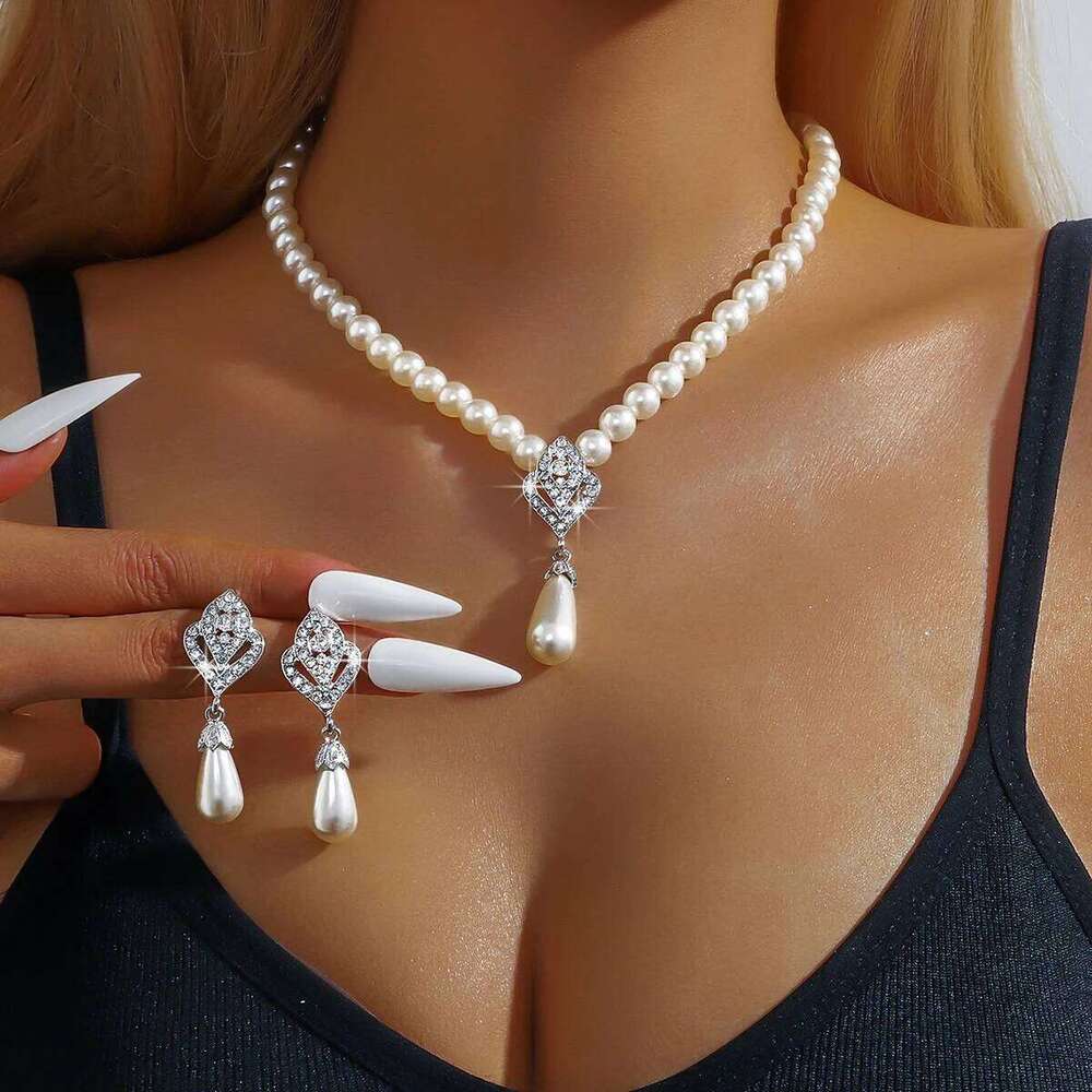 Women's Fashion Pearl Water Drop Geometric Set Elegant Light Luxury Style High End Jewelry Z260313
