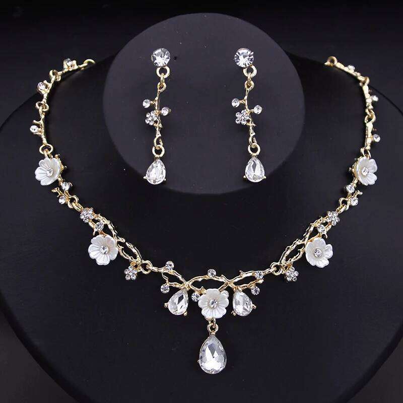 Gorgeous Crystal Bride Jewelry for Women Luxury Flower Choker Earrings Wedding Dress Bridal Necklace Sets Fashion Z260313